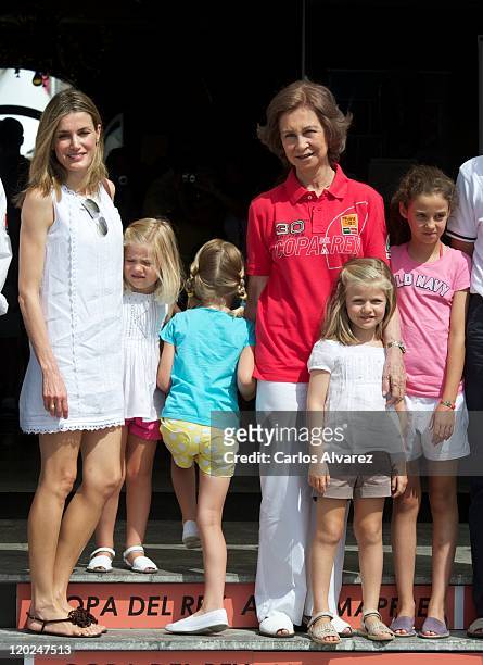 Princess Letizia of Spain, Princess Sofia of Spain, Irene Urdangarin, Queen Sofia of Spain, Princess Leonor of Spain and Victoria Federica Marichalar...