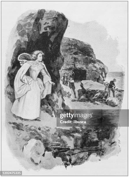 antique illustration - stone path stock illustrations