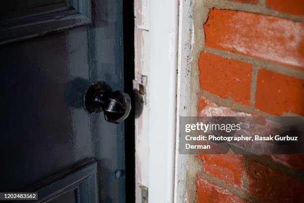 door left open carelessly - burglary stock pictures, royalty-free photos & images
