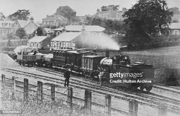 Locomotive, thought to be a Thomas Wheatley North British Railway 0-6-0 locomotive, circa 1875.