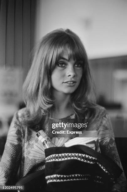 British model Jean Shrimpton at London Airport, 20th August 1965.