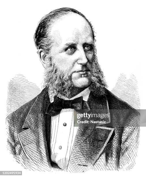 ilustrações, clipart, desenhos animados e ícones de wilhelm freiherr von schwarz-senborn foi economista, educador e diplomata austríaco. ele ficou conhecido como o diretor geral da exposição mundial em viena em 1873 - schwarz
