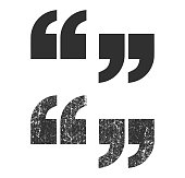 Basic Quote mark icon shape. Dialog emblem grunge symbol sign. Vector illustration image. Isolated on white background.
