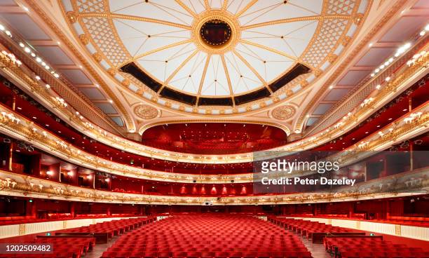 View from the stage of the Auditorium of the Royal Opera House Covent Garden on January 21,2020 in London,England.