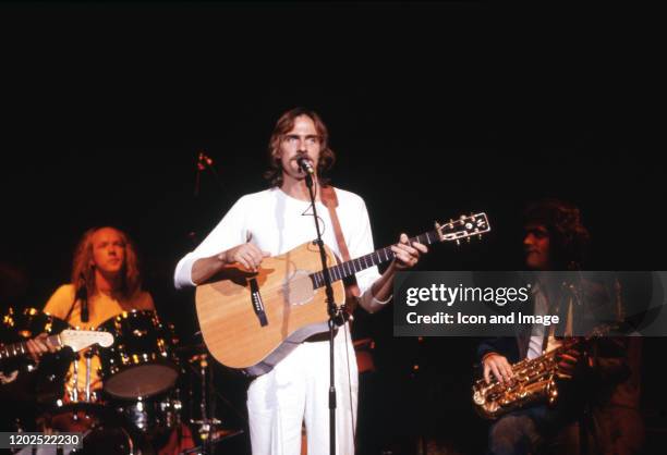 American singer-songwriter and guitarist James Taylor performs at Olympia Stadium on October 15 in Detroit, MI.