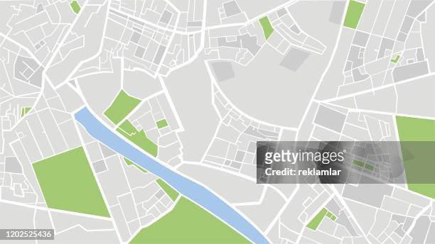 城市城市街道道路抽象圖，抽象城市平面圖。鎮的計畫。詳細的城市地圖。 - cartography 幅插畫檔、美工圖案、卡通及圖標