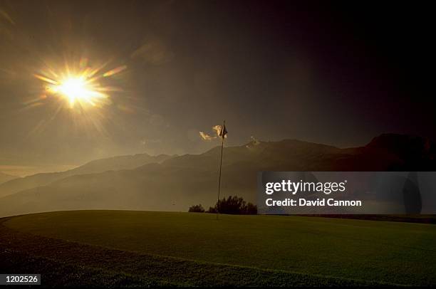 General view of the 7th green during the Canon European Masters at Crans-sur-Sierre in Switzerland. \ Mandatory Credit: David Cannon /Allsport