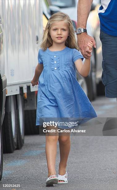 Princess Leonor of Spain arrives to the Real Club Nautico de Palma to attend Jaume Anglada's pop concert during the second day of 30th Copa del Rey...