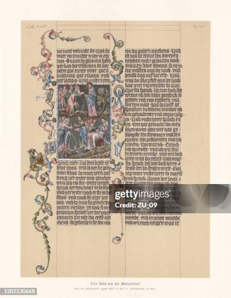 ilustraciones, imágenes clip art, dibujos animados e iconos de stock de wenceslao (praga, 1390/1400), faxímico (cromolitógrafo), publicado en 1897 - manuscrito