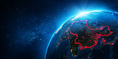 China Alert - Corona Virus Spreads In Asia - elements of this image furnished by NASA - 3d Rendering