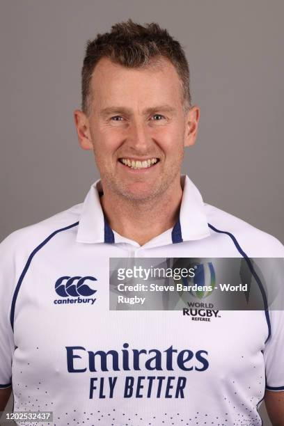 Nigel Owens poses for a portrait during a World Rugby match officials photo call on January 28, 2020 in London, England.