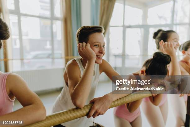 smiling ballet dancers - boy ballet stock pictures, royalty-free photos & images