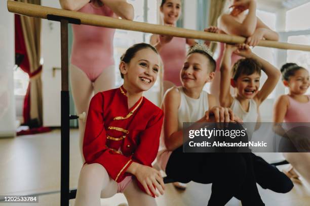 smiling ballet dancers - boy ballet stock pictures, royalty-free photos & images