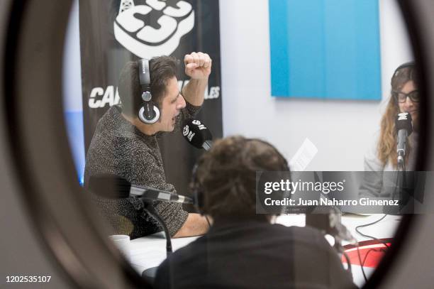 Spanish journalist Javier Gallego is seen during the recording of his program 'Carne Cruda' on January 21, 2020 in Madrid, Spain.