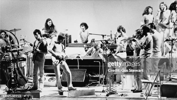 English multi-instrumentalist and composer Mike Oldfield performing live, circa 1978.