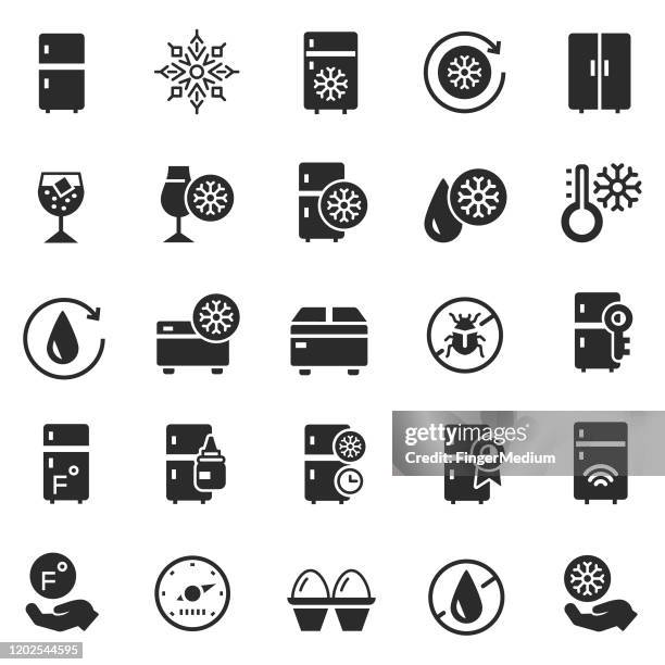 kühlschrank-symbol-set - freezer icon stock-grafiken, -clipart, -cartoons und -symbole