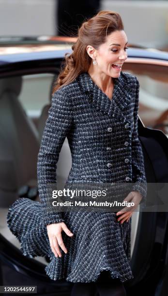 Catherine, Duchess of Cambridge arrives to join a workshop run by the National Portrait Gallery's Hospital Programme at Evelina Children's Hospital...