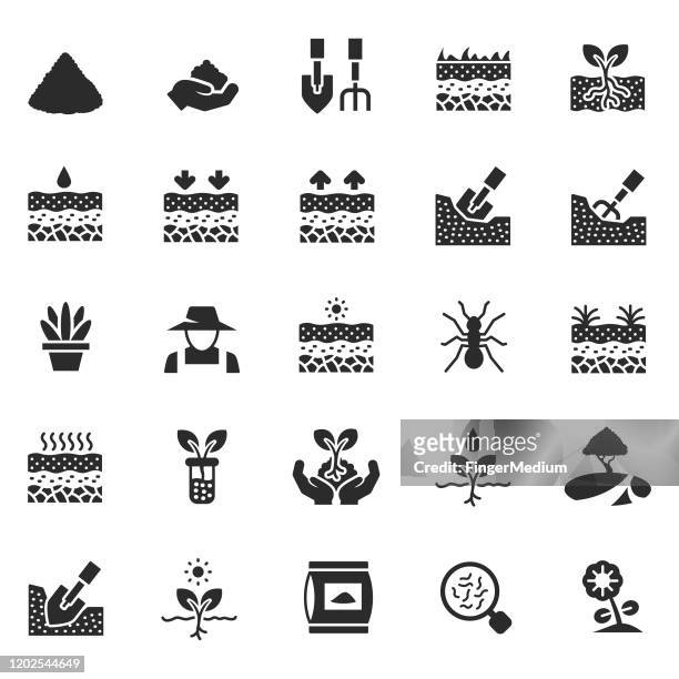soil icon set - sand pile stock illustrations
