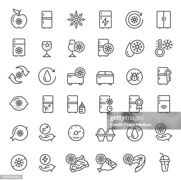 kühlschrank-icon-set - freezer icon stock-grafiken, -clipart, -cartoons und -symbole