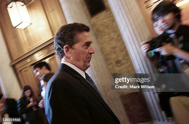 Sen. Jim DeMint walks away following the vote to raise the dept limit at the U.S. Capitol on August 2, 2011 in Washington, DC. Washington, DC. The...