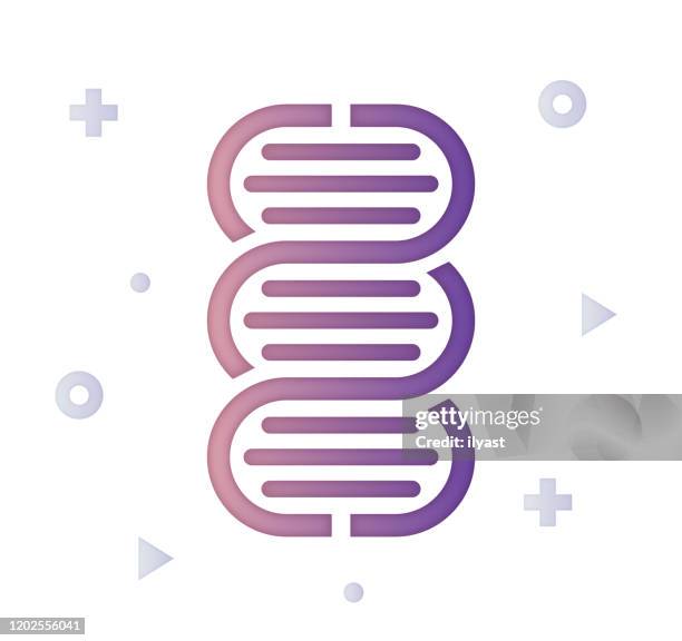 dna sequencing gradient color & papercut style icon design - peptide stock illustrations