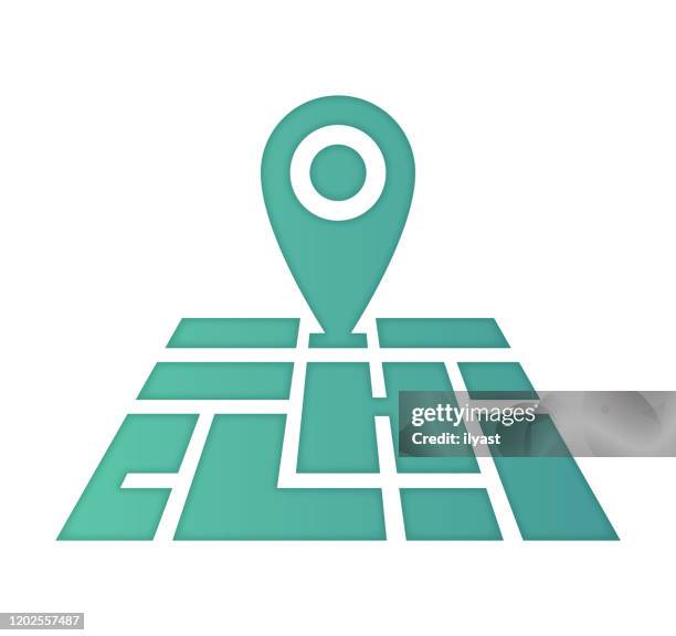 location intelligence gradient farbe & paper-cut style icon design - commuter stock-grafiken, -clipart, -cartoons und -symbole