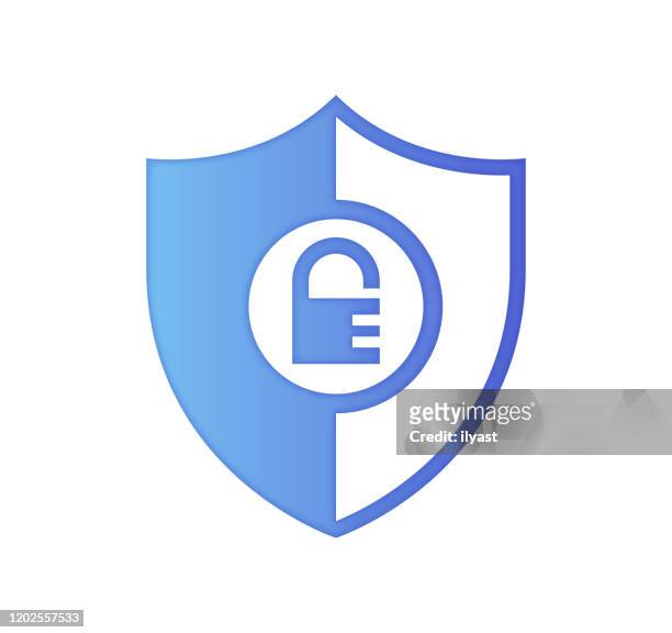 homeland security gradient color & paper-cut style icon design - protection stock illustrations