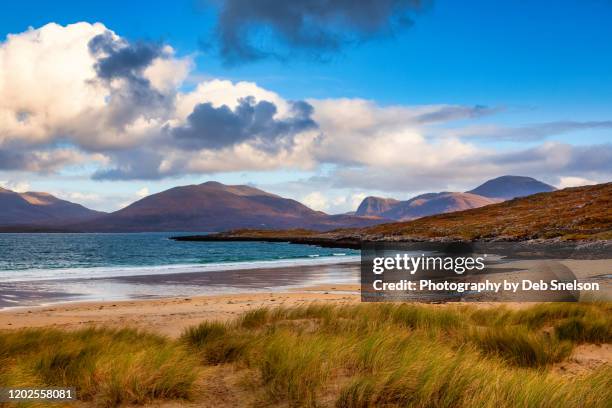 luskentyre beach isle of harris scotland - scotland beach stock pictures, royalty-free photos & images