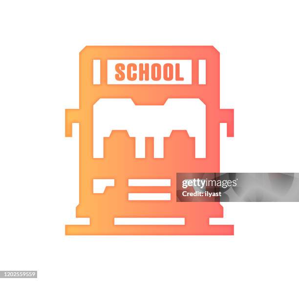 school transportation gradient color & paper-cut style icon design - smart public transportation icon stock illustrations