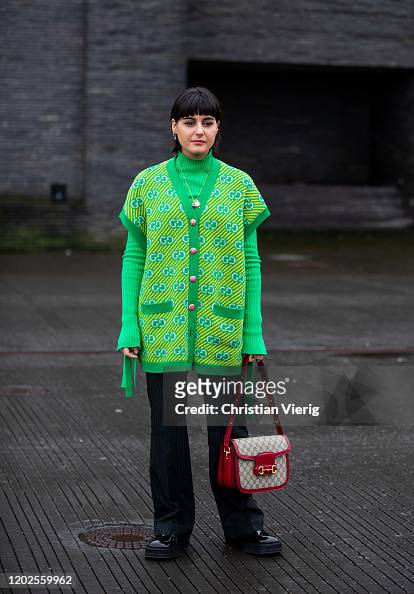 Maria Bernad seen wearing green sleeveless cardigan, turtleneck ...