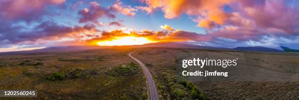 on the road to mount ruapehu at dawn, national park, new zealand - north island new zealand stock pictures, royalty-free photos & images