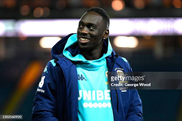 Jean-Kevin Augustin of Leeds United ahead of the Sky Bet Championship match between Leeds United and Millwall at Elland Road on January 28, 2020 in...