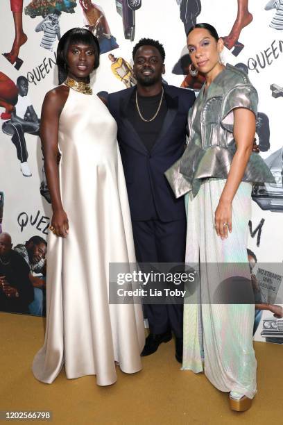 Jodie Turner-Smith, Daniel Kaluuya and Melina Matsoukas attend the "Queen & Slim" UK Premiere at Rich Mix Cinema on January 28, 2020 in London,...