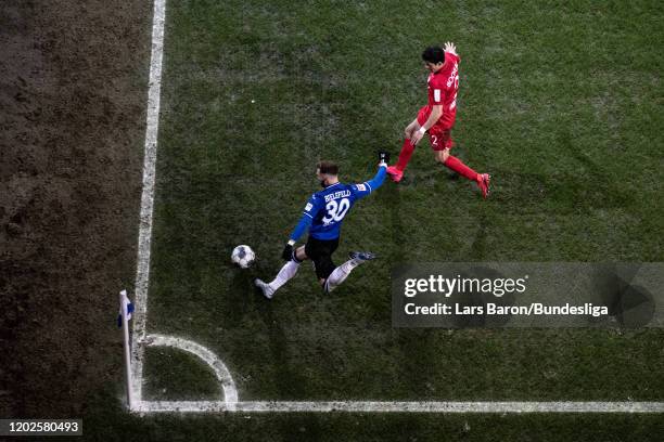 Marcel Hartel of Bielefeld is challenged by Luna Gamboa of Bochum during the Second Bundesliga match between DSC Arminia Bielefeld and VfL Bochum...