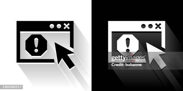 error screen black and white icon with long shadow - multiple computer screens white background stock illustrations