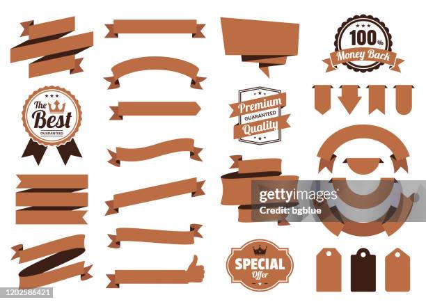 Brown Local Ribbons Set Of Brown Ribbons Banners Badges Labels Design Elements On White ...