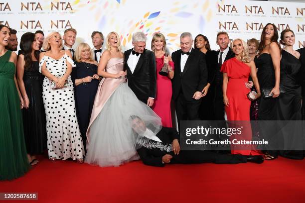 Holly Willoughby, Phillip Schofield, Dr Ranj Singh, Ruth Langsford, Eamonn Holmes, Rochelle Humes, Lisa Snowdon and the cast of "This Morning", pose...