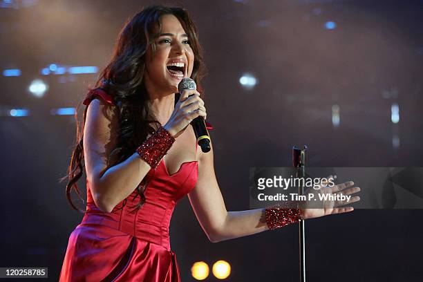Singer Sofia Nizharadze performs on stage during MTV Live Georgia at Europe Square on August 2, 2011 in Batumi, Georgia.