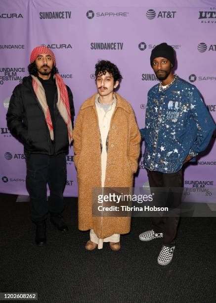 Mohammed Alhamdan, Meshal Aljaser and Abu Swaleh of "Arabian Alien" attend the 2020 Sundance Film Festival Shorts Program 2 at Temple Theater on...
