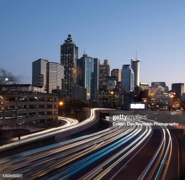 view of atlanta skyline - art production fund stock pictures, royalty-free photos & images