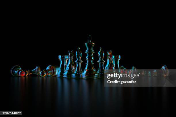 3d rendered glass chess pieces - 3d chess stock pictures, royalty-free photos & images