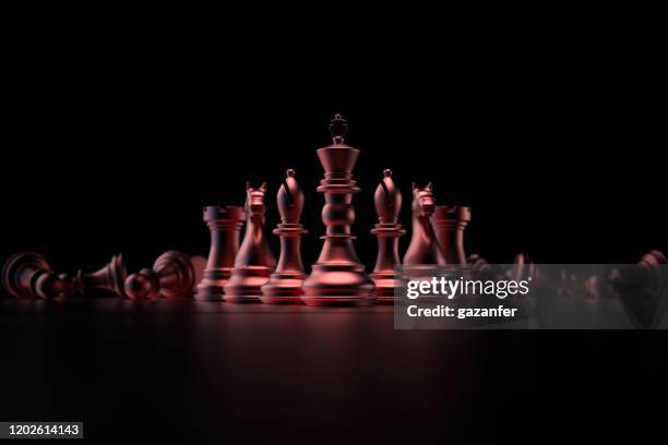 3d rendered glass chess pieces - king chess piece stock pictures, royalty-free photos & images