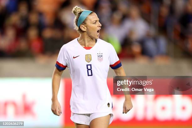 Julie Ertz of USA reacts during the group A game between United States and Haiti as part of the CONCACAF Women's Olympic Qualifying at BBVA Compass...