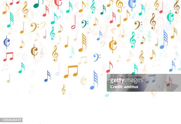 musical notes falling - music stock illustrations