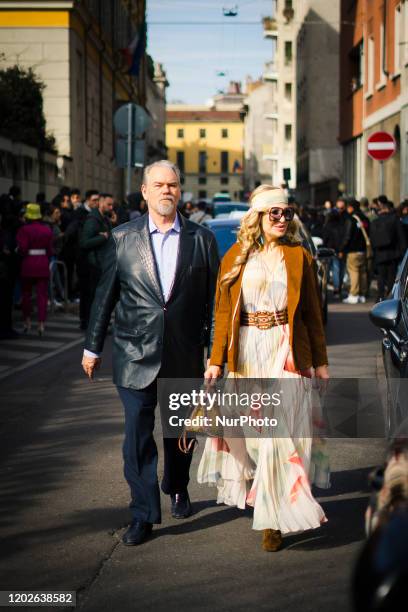 People at Street Style At Etro Fashion Show: February 21 - Milan Fashion Week Fall/Winter 2020-2021 21 February 2020, Milan, Italy