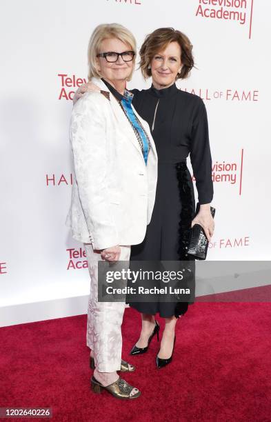 Geraldine Laybourne and Anne Sweeney attend the Television Academy's 25th Hall Of Fame Induction Ceremony at Saban Media Center on January 28, 2020...