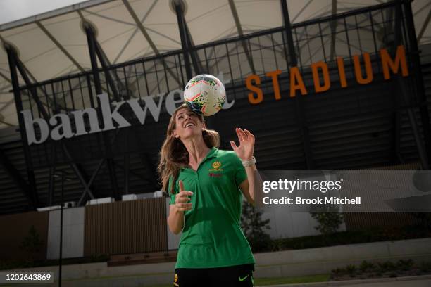 Matilda Elise Kellond-Knight is pictured during an Australia Matildas media opportunity at Bankwest Stadium on January 29, 2020 in Sydney, Australia.