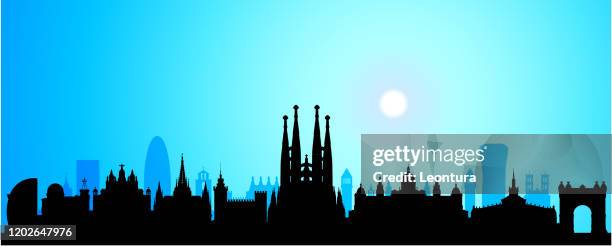 barcelona skyline (all buildings are complete and moveable) - gothic quarter stock illustrations