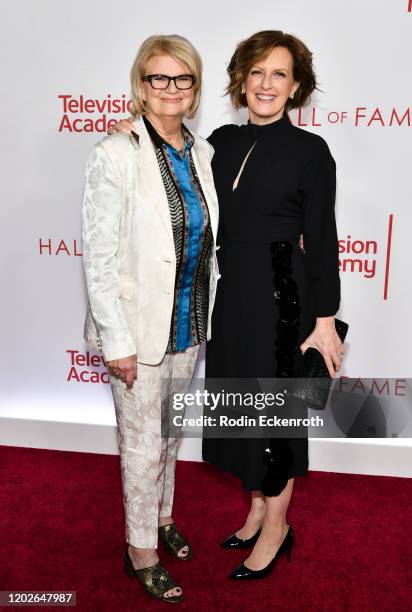 Geraldine Laybourne and Anne Sweeney attend the Television Academy's 25th Hall Of Fame Induction Ceremony at Saban Media Center on January 28, 2020...