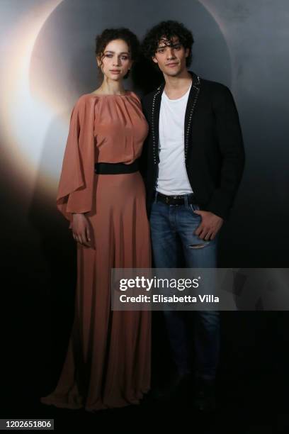 Antonia Fotaras and Giorgio Belli attend the Netflix's "Luna Nera" Premiere photocall on January 28, 2020 at Horti Sallustiani in Rome, Italy.